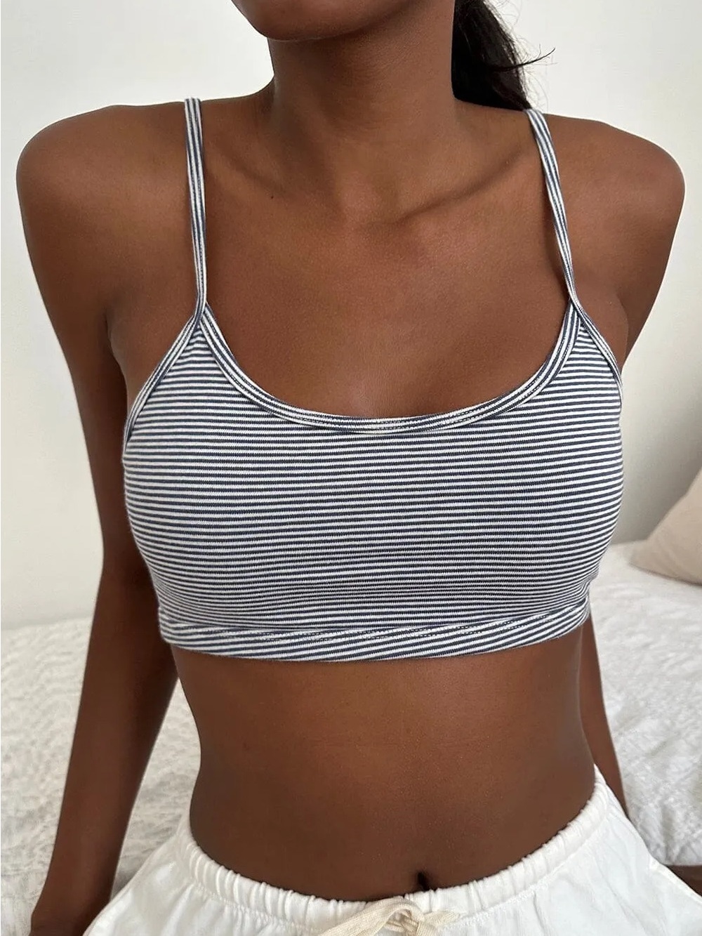Brandy Melville Striped Cropped Tank Top Lounge Bra
